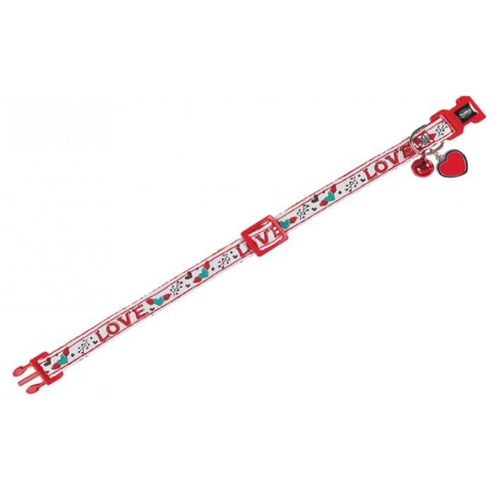 Collier chat LOVE blanc. 20-30cm x 10mm.-Vadigran 3,000000 Blanc