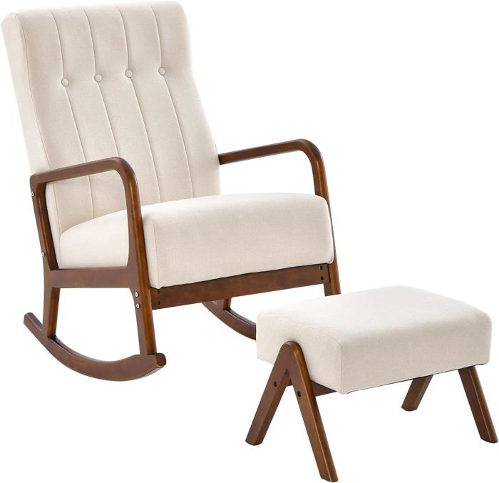 RELAX4LIFE Fauteuil Inclinable à Bascule avec Repose-pieds et Accoudoirs, Chaise Rembourrée pour RELAX4LIFE Fauteuil Inclinable à Bascule avec Repose-pieds et Accoudoirs, Chaise Rembourrée pour