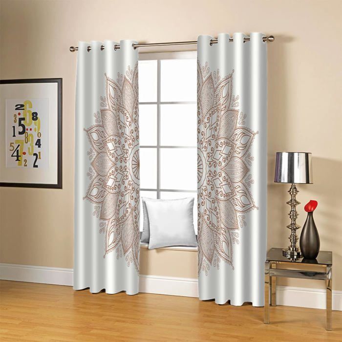 Rideaux Occultants 2 Panneaux 140x240 Cm | Motif Rayures Bohème Ethnique | Isolant Thermique, Tissu Polyester, œillets Métal