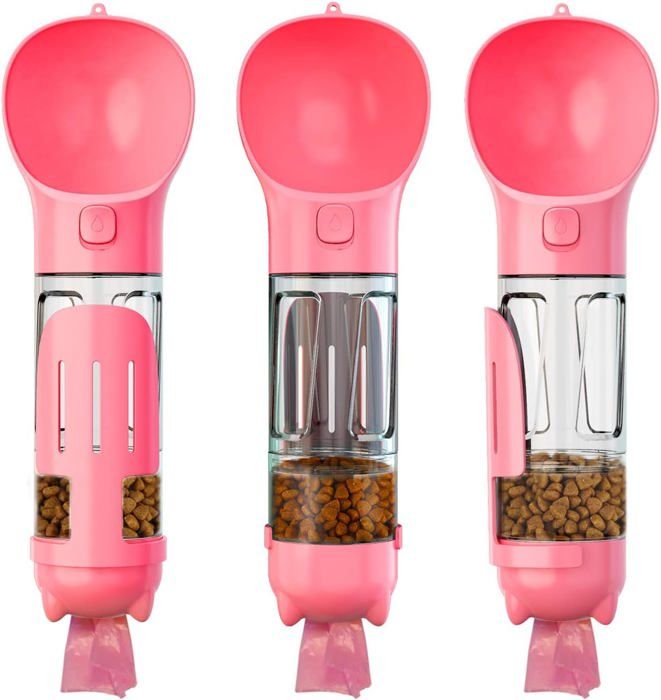 Comparer les prix de HQS Bouteille portable multi-usages pour animaux de compagnie, 300ml, rose