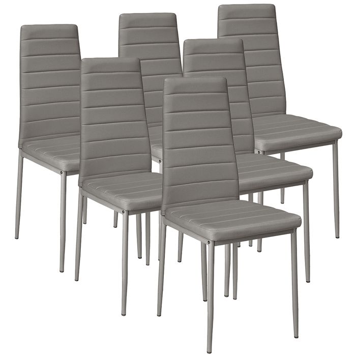 Amiremplie Lot de 6 chaises de salle à manger tapissées - Chaises de cuisine tapissées gris