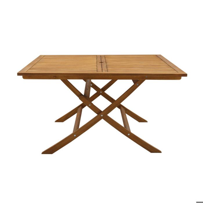 Miliboo - Table de jardin pliante carrée en bois massif L140 cm SANTIAGO