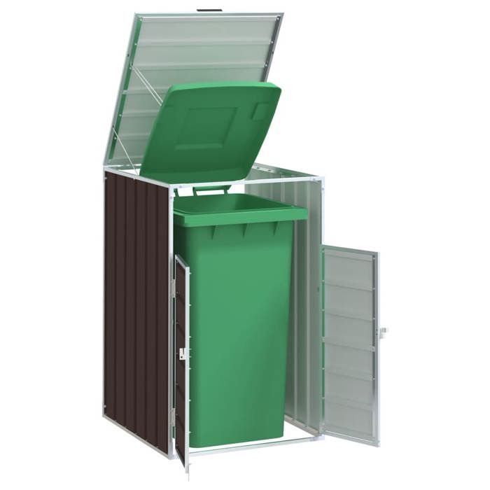 vidaXL Rangement à roulettes pour poubelles pour bac unique acier rangement de poubelles rangement de poubelles de jardin