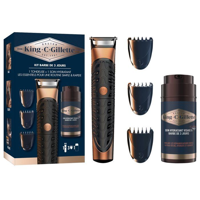 Coffret Barbe Kit Barbe Tondeuse et Soin Hydratant GILLETTE King