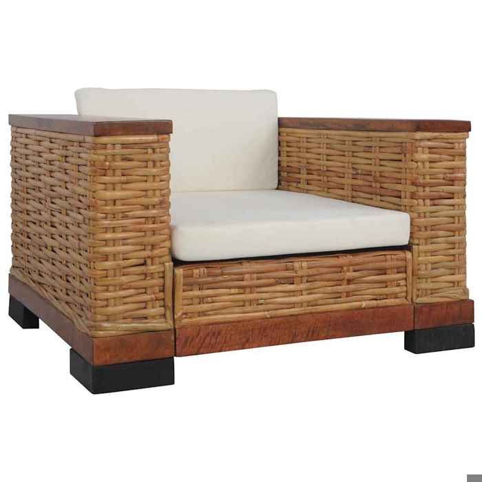 JUIN* Fauteuil de canapé/relaxation - avec coussins Marron Rotin naturel F233903