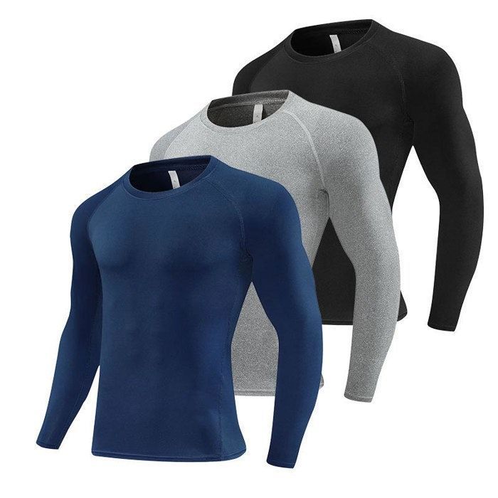 3 Pack T-Shirt de Compression Homme Manches Longues Séchage Rapide