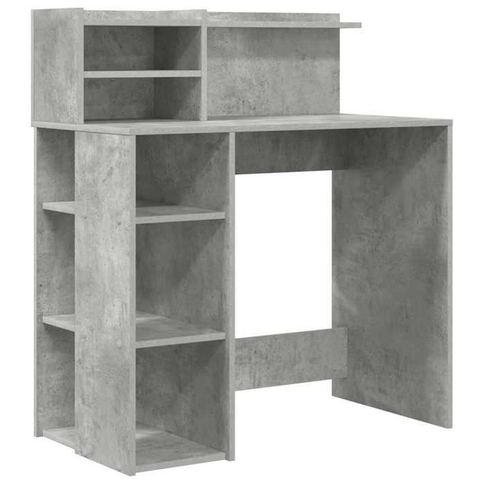 Rabais Bureau - SOLOMON - Bureau à domicile avec rangement Gris béton 90x48x101.5 cm Bois dingénierie Europ#39457