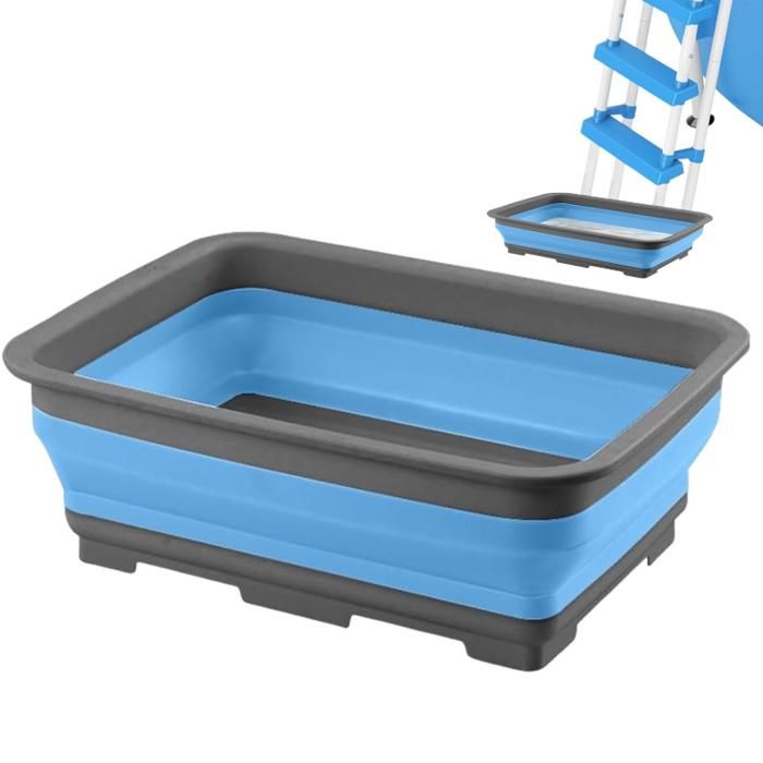 Bassin De Bain De PiedsBassin pédiluve pour piscinebaignoire de lavage des pieds de PliableAccessoires Piscinepour ÉchelleBleu
