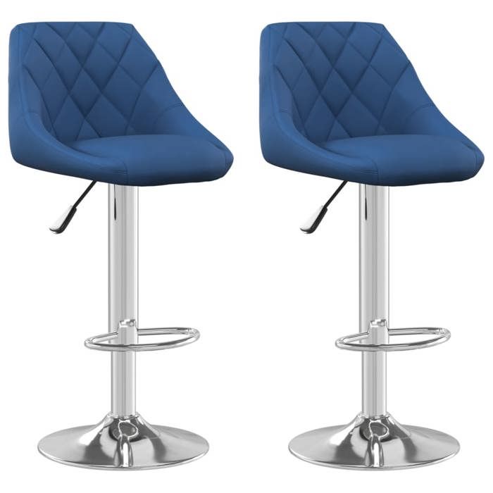 Autumn sale Tabourets de bar (Set de 2) bleu velours - confort optimal - Contemporain - 46x44x103 cm