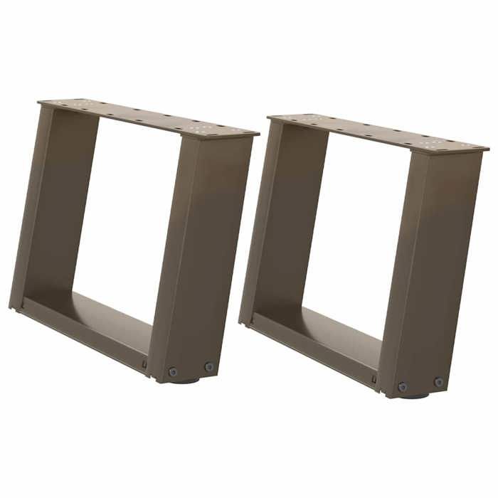 184553& Pieds de table basse - Haut de gamme - en U 2 pièces acier naturel 40 x (30-31) cm