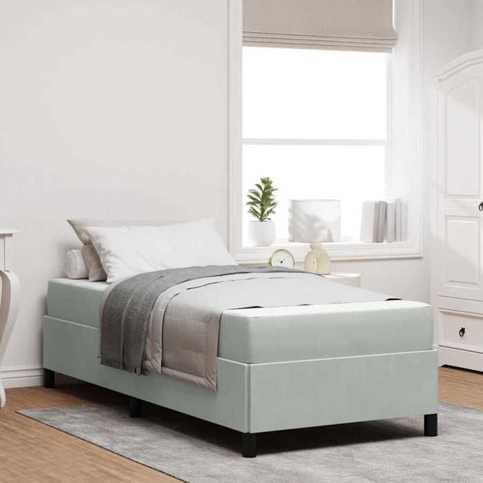 vidaXL Cadre de lit avec matelas Gris clair 90 x 190 cm tissu 3399030