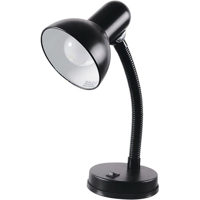 Lampe de bureau classique - col flexible polyvalent - interrupteur marche/arrêt intégré environ 34 cm noir