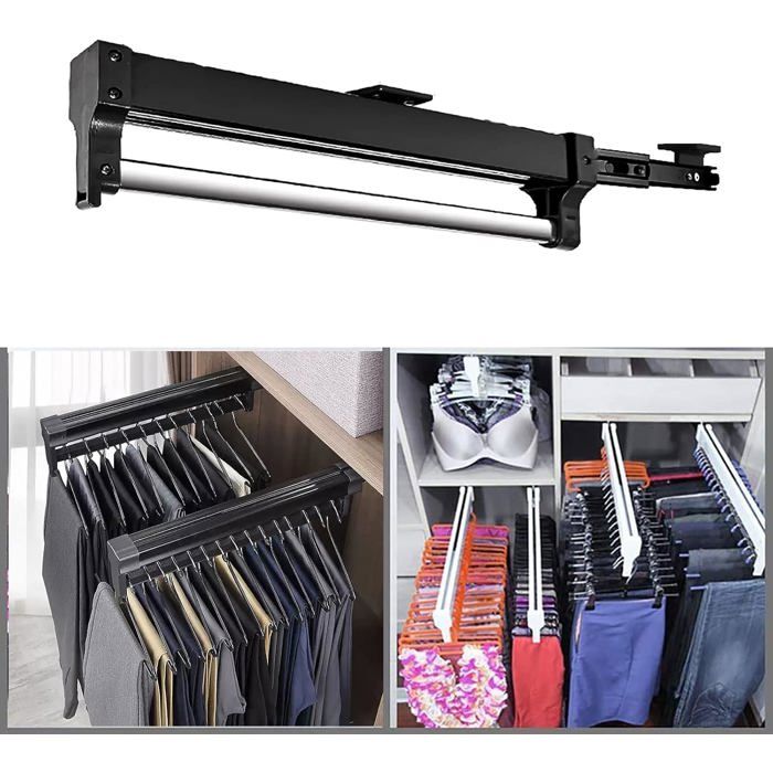 Tringle télescopique extensible pour vêtements - barre réglable (29.2 cm noir) pour organiser votre espace