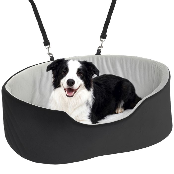 Meilleurs prix pour Siège auto pour chien - PawHut - avec ceinture de sécurité et fixation - jusquà 15 kg - coussin amovible et lavable - noir