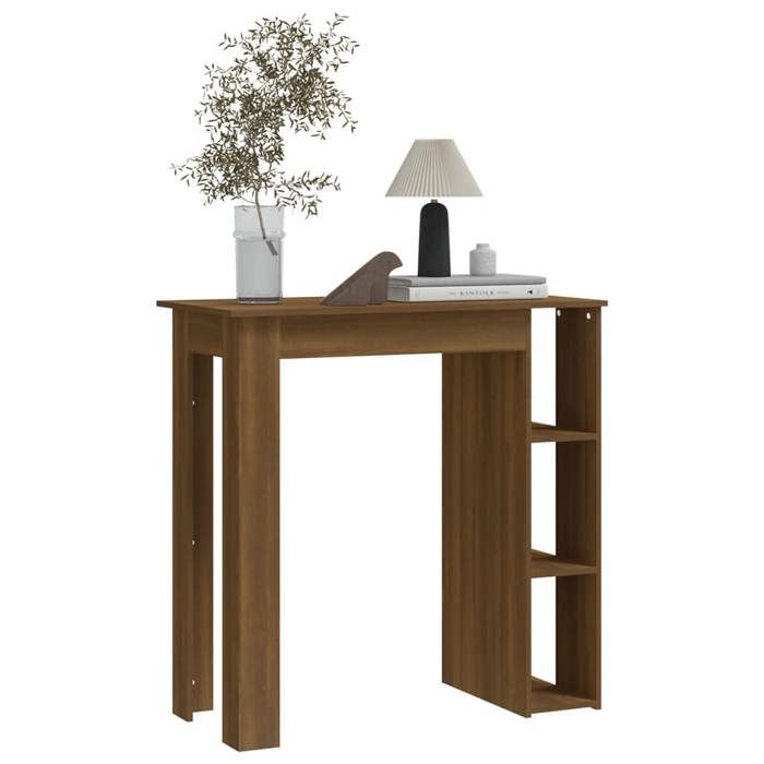 Table cuisine CLOUD Brun Table de bar - Pour 2 personnes - avec étagère - chêne marron bois dingénierie tt173