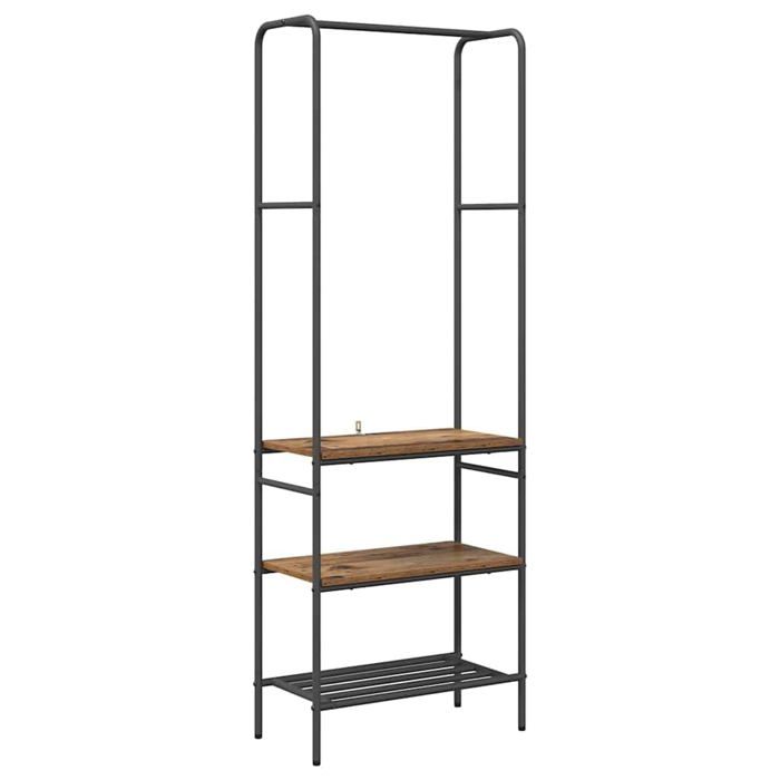 Portant à vêtements avec étagères - vidaXL - Bois ancien - Bois dingénierie - 60x30x171 cm - 3 étagères