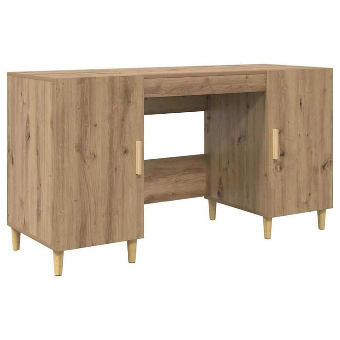 Bureau en bois dingénierie - vidaXL - 140x50x75 cm - Rectangulaire - Rustique industriel - Ample espace de rangement