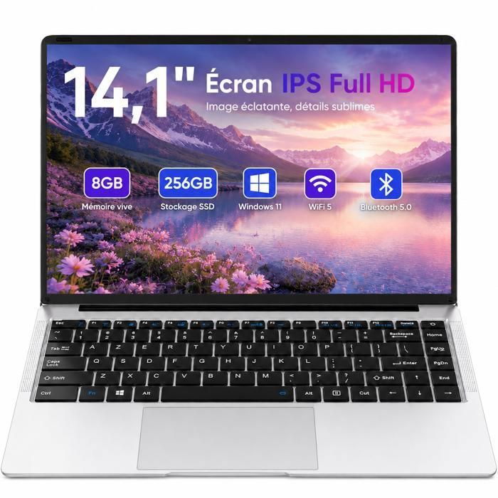 PC portable-14.1Intel Celeron N34508Go RAM DDR4 64G+128Go SSDWindows 11PROWiFi5HDMI，Ordinateur Portable