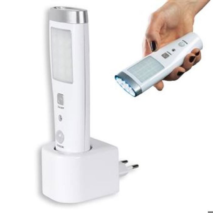 Lampe torche détecteur mouvement 15 LED rechargeable 2 modes éclairage 60° angle blanc – Idéal cadeau