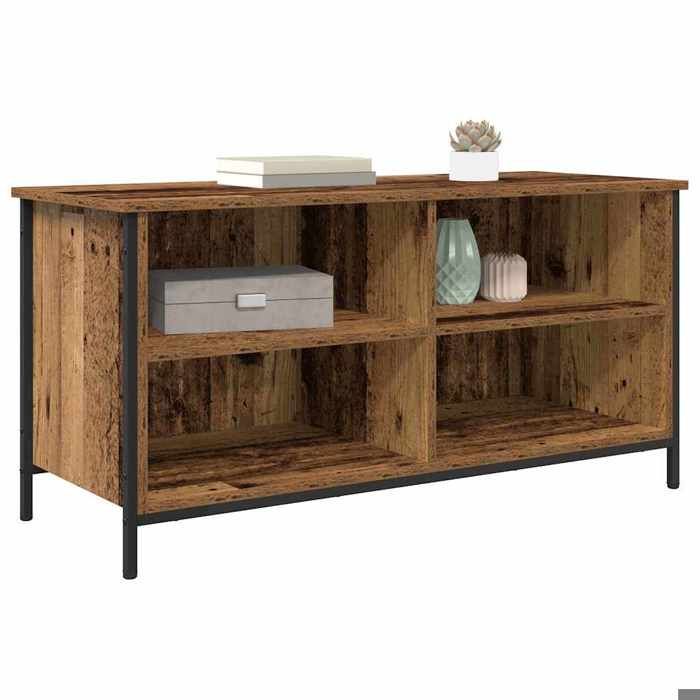 CHIC Marron Meuble TV Moderne - ZENCORE - MEUBLE DE SEJOUR - Cabinet TV - Bois Ancien 100x40x50cm - Bois dingénierie 8151