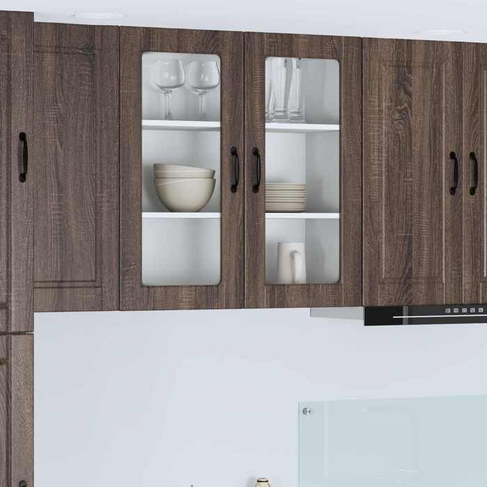 Cabinet de cuisine 1 PC Buffet Cuisine vaisselier Chêne brun 80x31x80 cm bois dingénierie A13675