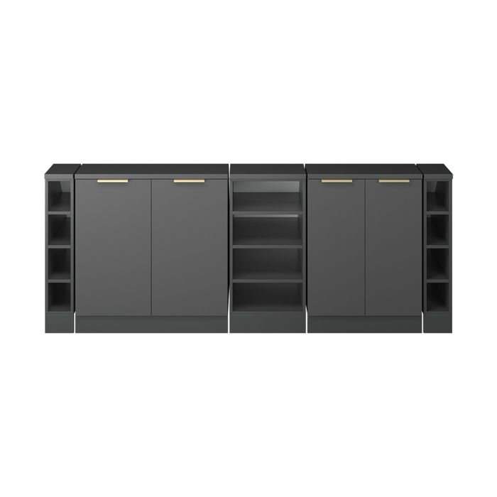 Ensembles de meuble de rangement sous pente Rion 210cm Lot de 5 caissons 60 cm de profondeur Anthracite-or/Anthracite Vicco 60102