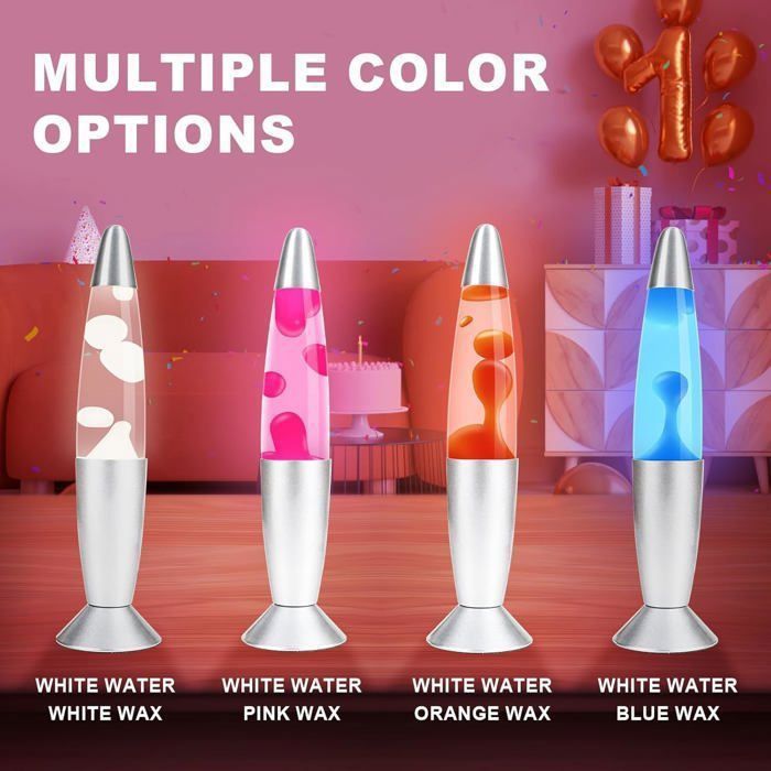 Lampe à lave LED - CELLUSTOP - CELLUSTOP - 7 couleurs LED - Cire blanche en mouvement - 34 5 cm