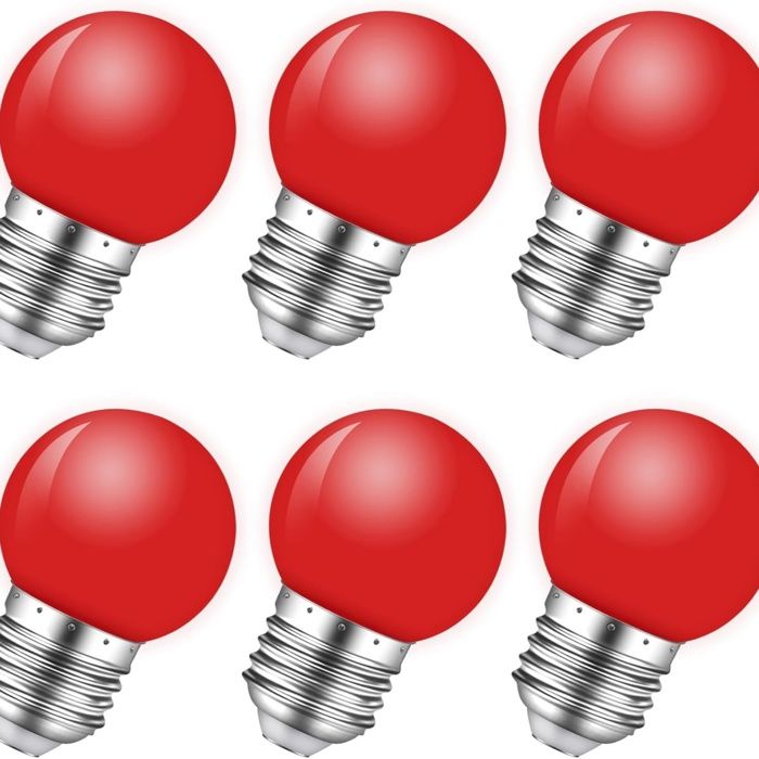 Ampoule LED Couleur 7.2 x 4.5 x4.5Ampoule LED rouge 1W E27 équivalent 5W intérieur extérieur veilleuse Halloween Noël chambre lot 6