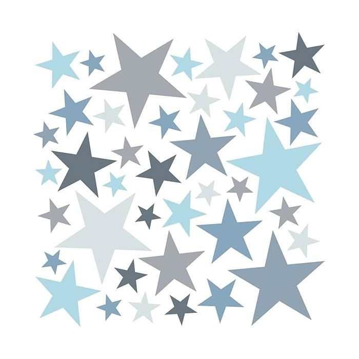 - [6 feuilles] 148 ÉTOILES à coller couleur: pastel bleu/gris grand I Stickers muraux étoiles autocollantes pour MEMO