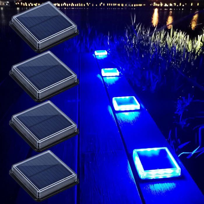 Lampe solaire extérieure - Énergie solaire - IP68 étanche - Auto On/Off - 12 LED bleues - Batterie 700 mAh