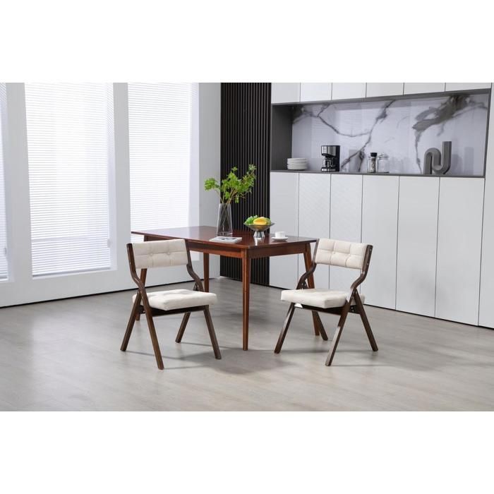 Chaises pliantes - KOMHTOM - 61x48x77 cm - Siège velours rembourré - Bois massif - Lot de 2 (crème) Chaises pliantes - KOMHTOM - 61x48x77 cm - Siège velours rembourré - Bois massif - Lot de 2 (crème)