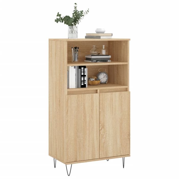 (14552)Meuble rangement - Buffet haut - contemporain - Chêne sonoma 60x36x110 cm Bois dingénierie poid:28.88 kg