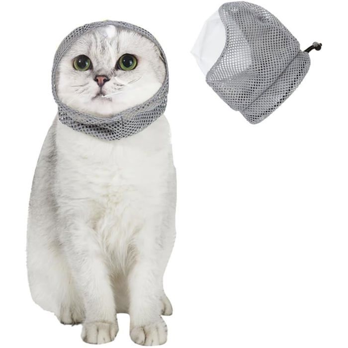 Muselière pour chat Masque anti - morsure - Maille respirante - Transparente -Idéale pour la coupe des griffes et le lavage