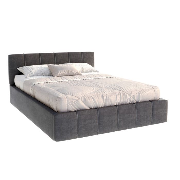Lit coffre 120x190 cm en velours Gris Foncé avec sommier relevable et coffre de rangement - ATLANTA