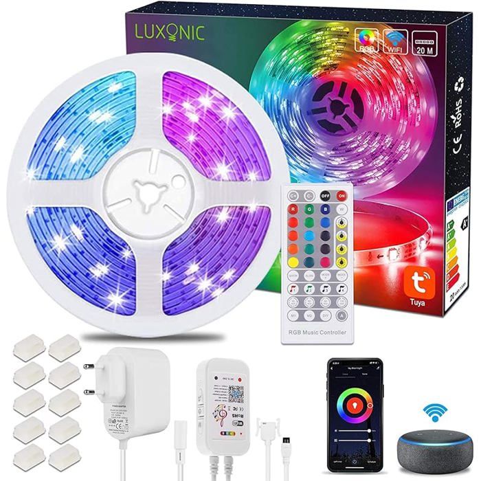 Bande D WiFi 20M Ruban D RGB Syhronisation de la musique contrôlée par APP de phone Fotionne avec Axa 20M