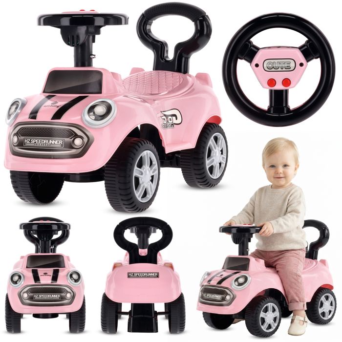 Porteur Enfants 4-en-1 – Trotteur, Scooter, Rocker Et Voiture à Pousser – Rouge, Direction 360°