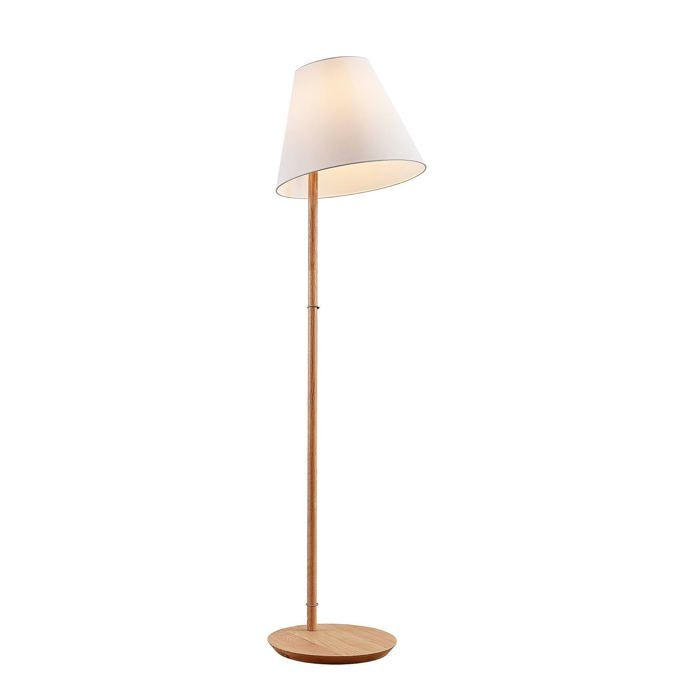 Lampadaire salon - Lucande - lampe sur pied - Tissu textile Bois - blanc chêne