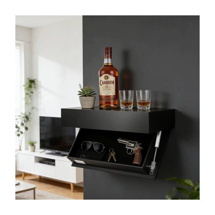 Étagère Murale Flottante avec Compartiment Secret Caché – Coffre de Rangement Dissimulé pour Salon Bureau Chambre et Cuisine