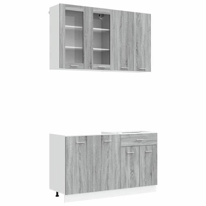 vidaXL Unité de cuisine LYON 4 pc Sonoma gris Bois dingénierie 3438360