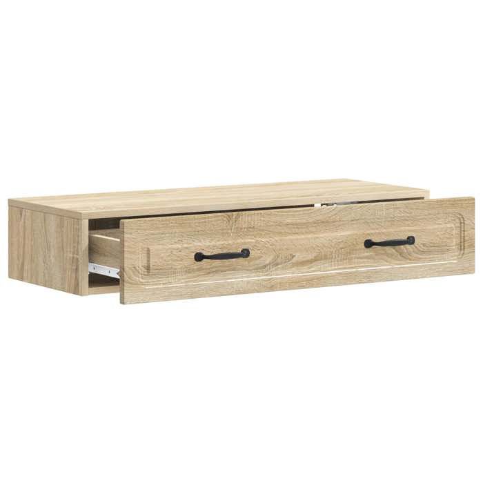 Table dappoint murale - Armoire suspendue - pour cuisine - bois dingénierie - chêne sonoma - 1 tiroir - 875x345x17 cm hnu31d5645