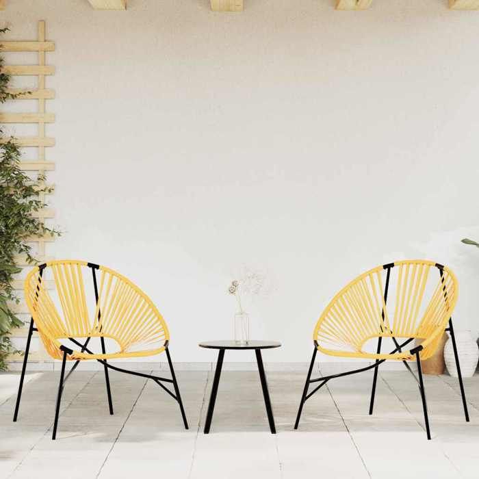 Lot de 3 Chaise de Jardin Noir et Jaune 49 x 49 x 42 5 cm en résine tressée sans Coussins confort pour Jardin et Terrasse 34519