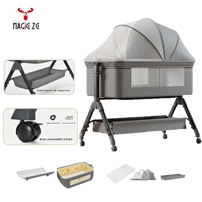 Lit Bebe Lit Bébé Cododo Réglable Moustiquaires matelas tables à langer etc Gris