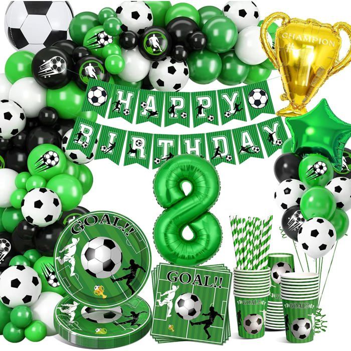 Decoration Anniversaire Vaisselle Foot 8 Ans Kit Fête Foot Pour Enfant Garçon
