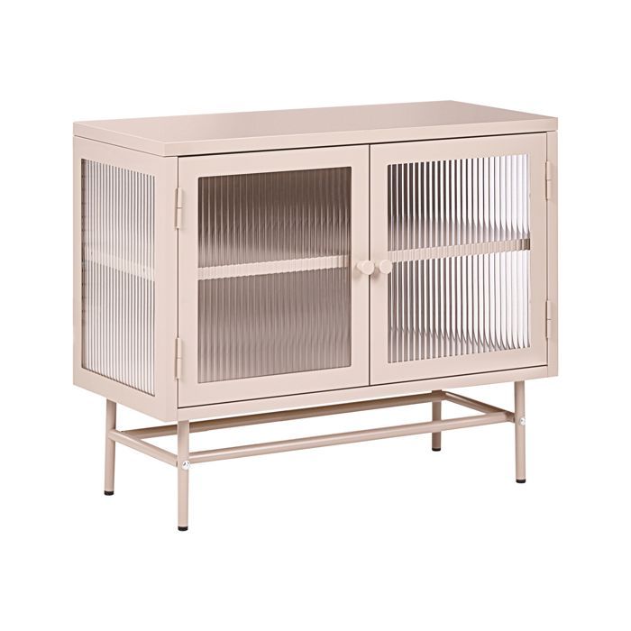 Buffet avec vitrine en verre DEVON Métal 77 cm Beige Buffet avec vitrine en verre DEVON Métal 77 cm Beige