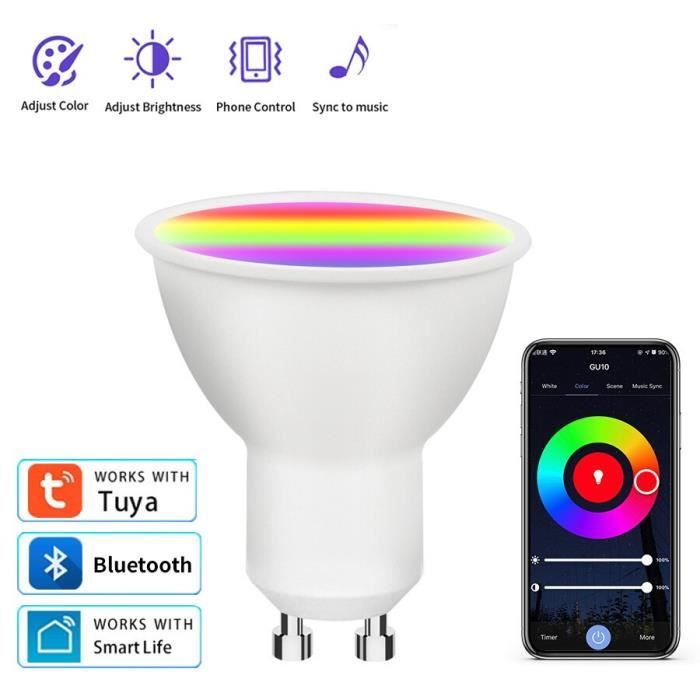 DEL GU10Ampoule LED intelligente Bluetooth Tuya, lampe Sporlight, LED