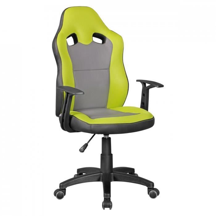 chaise de bureau pour enfants amstyle speedy - vert/gris - dossier dur - roulettes de sol