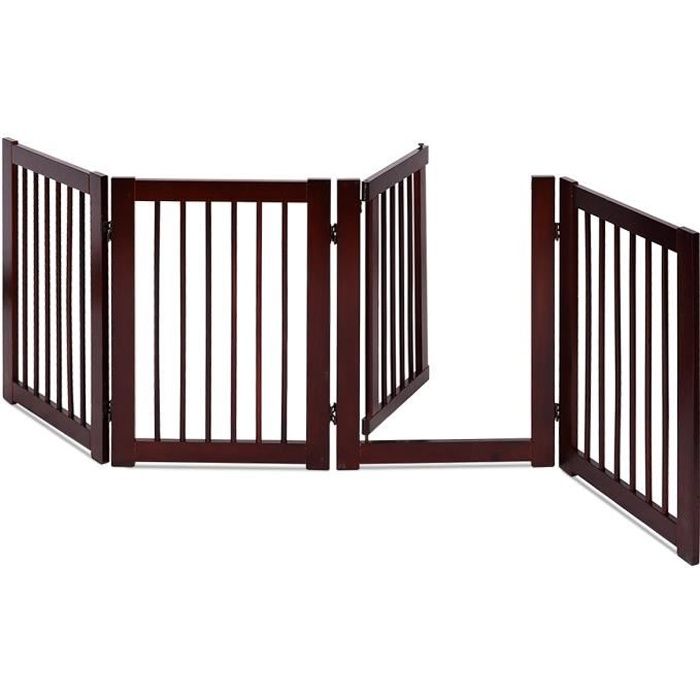 GIANTEX Barrière de Sécurité Pliable avec 4 panneaux autoportants en bois, Porte de Chien pour Maison, Entrée, Escalier