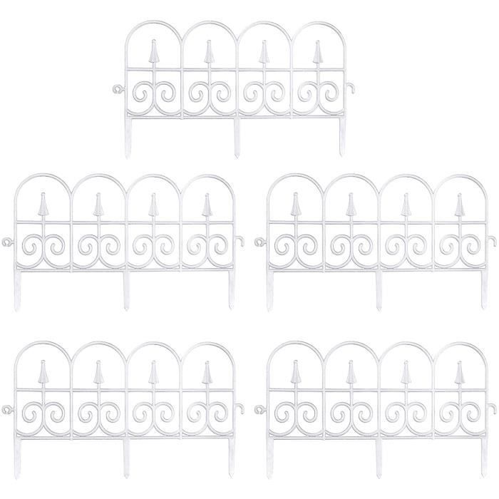 Lot De 4 Bordures De Jardin En Plastique Vert - 60x28 Cm - Clôture Décorative Pour Pelouse Et Fleurs
