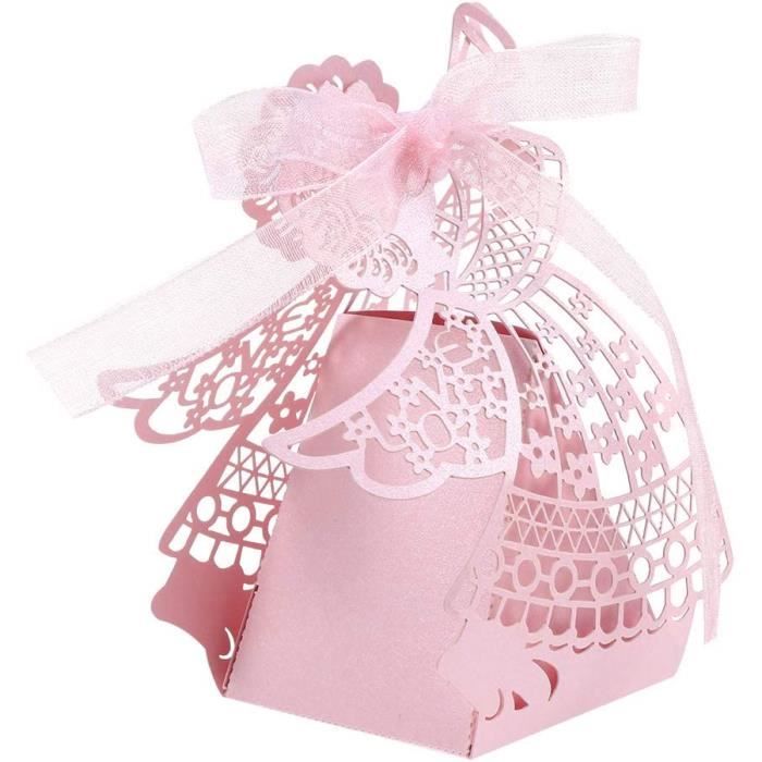 Boite De Dragees Pour Mariage 30PCS Boîtes à Dragées Bonbon Avec Rubans Pour Fête De Mariage, Cadeaux De Pâques (Rose) BigBen Praline Rose