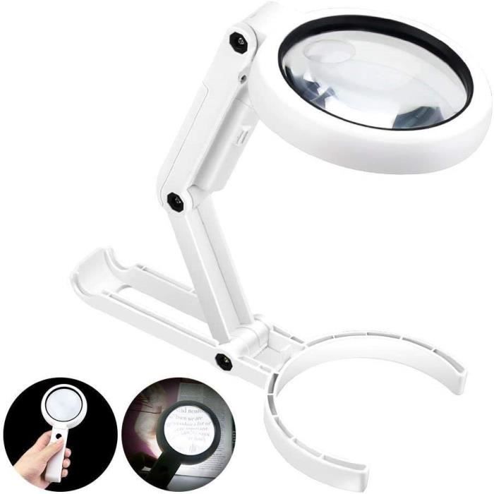 Lampe Loupe éclairante 10X Avec Lumière - Grande Loupe De Lecture, Marque UCAMP, Pile Incluse